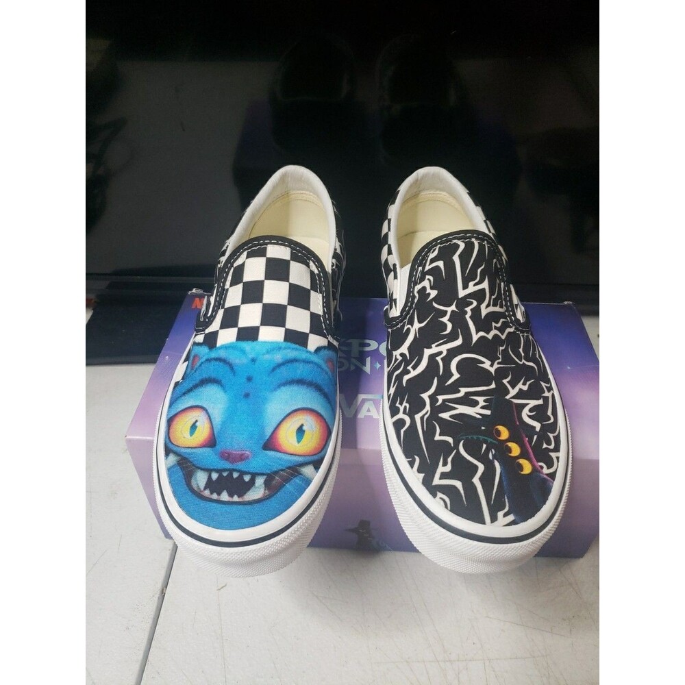 VANS Classic Slip-On KPOP Demon Hunters Derpy Cat Checkered Juniors Size 5.0